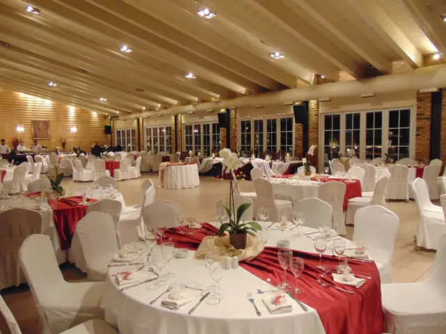 Reception hall with red decoration