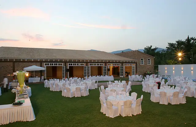 Wedding reception at sunset