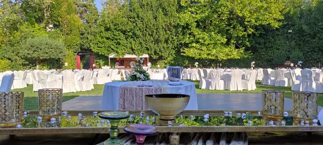 Garden reception at the wedding estate