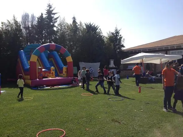 Bouncy castle in the garden