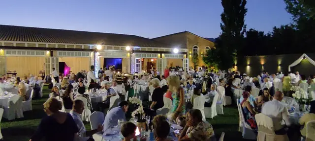 Guests at a garden reception