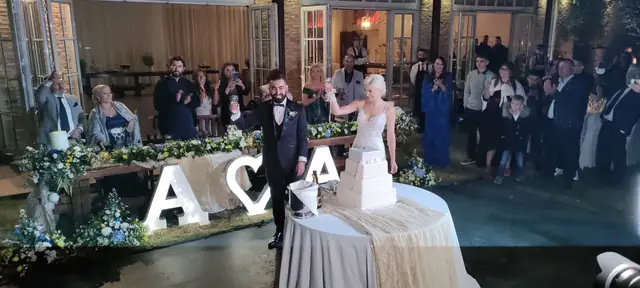 Couple at the monogram table