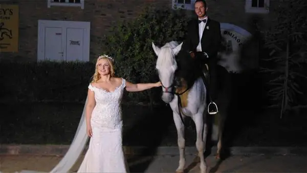 Bride with a white horse