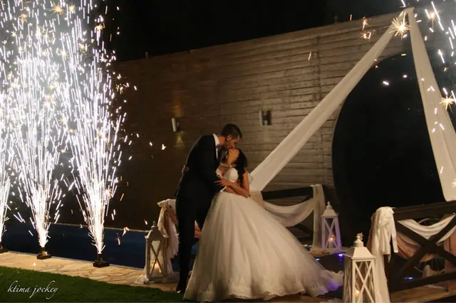 Wedding first dance with fireworks
