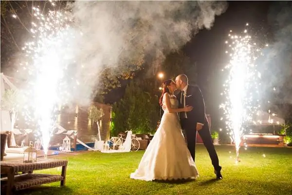 Fireworks during the wedding dance