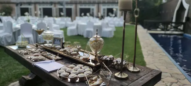Wishes table in the garden by the pool