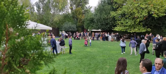 Baptism guests in the garden