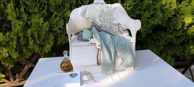 Baptism outfit and decoration in the garden